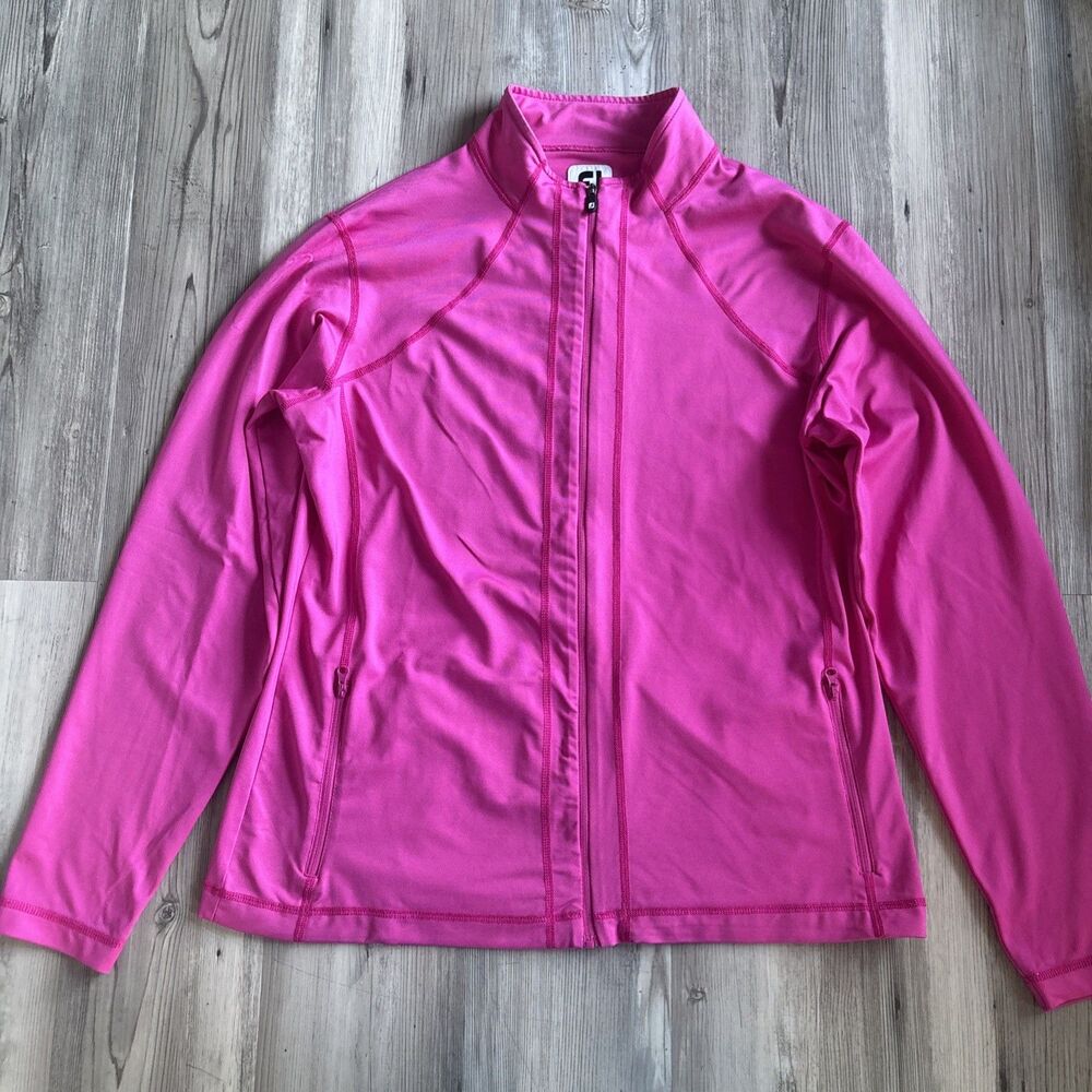 FootJoy FJ Jacket Womens Pink Full Zip Stretch Long Sleeve Performance Golf Larg